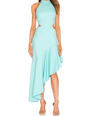 NWT Elliatt Aqua High-Neck Asymmetrical Cutout Dress